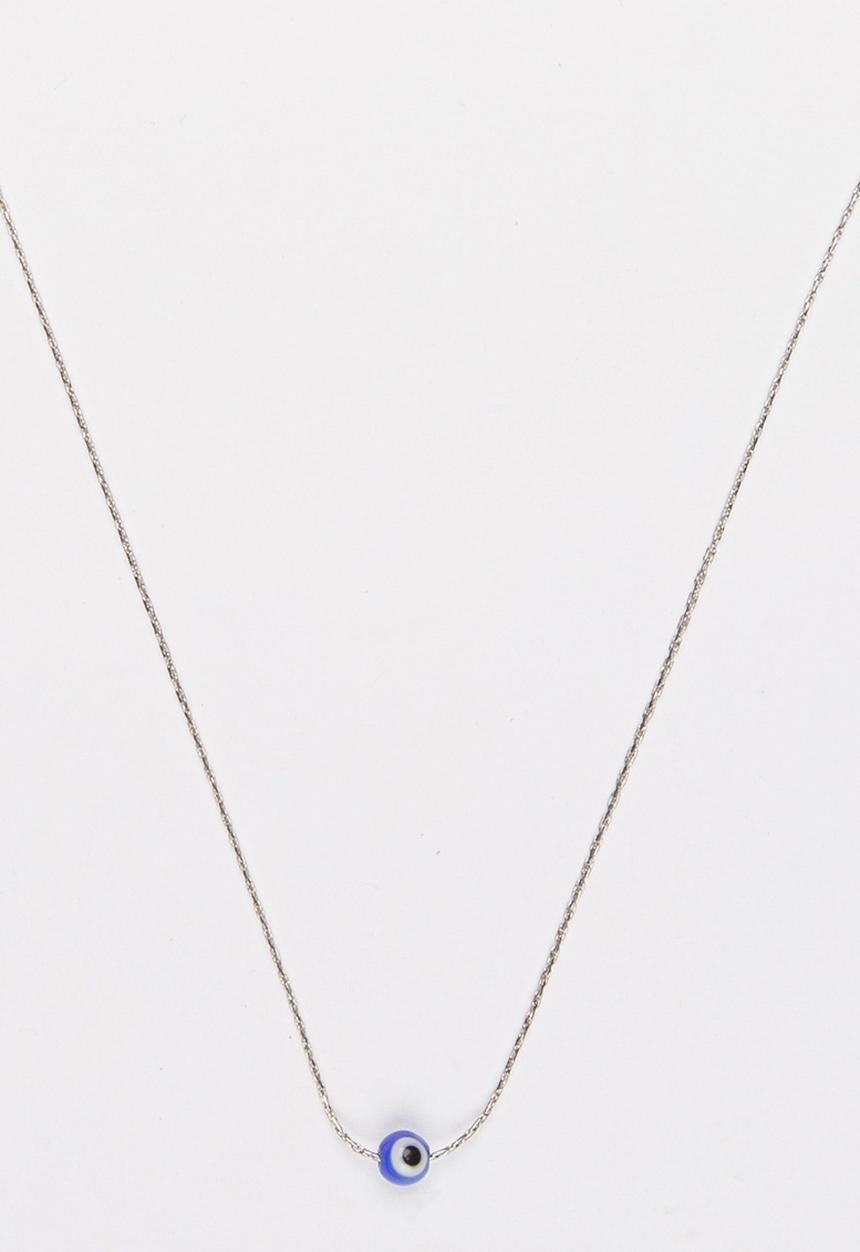 Jewels and Lace - Floating Evil Eye Necklace Silver