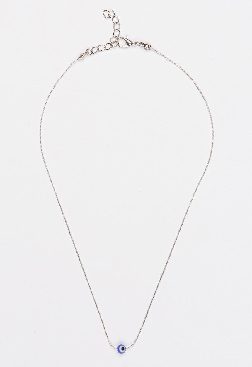 Jewels and Lace - Floating Evil Eye Necklace Silver