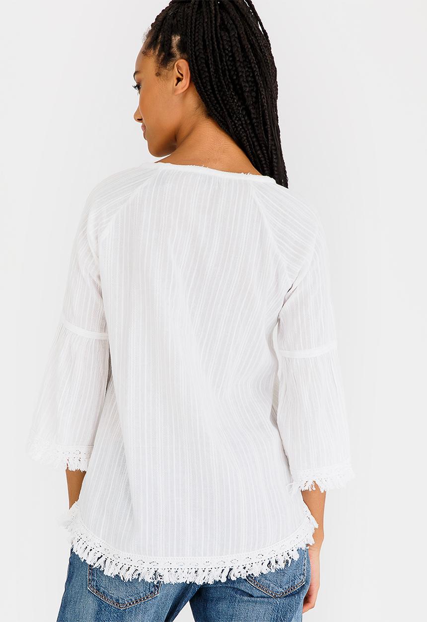 G Couture - Flared Sleeve Top with Necktie White