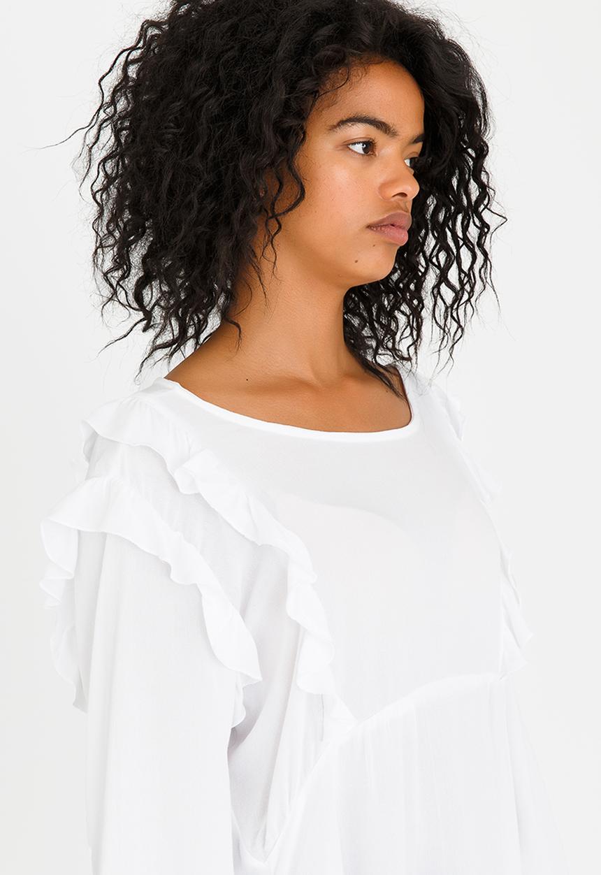 edit - Baby Doll Long-sleeve Blouse White