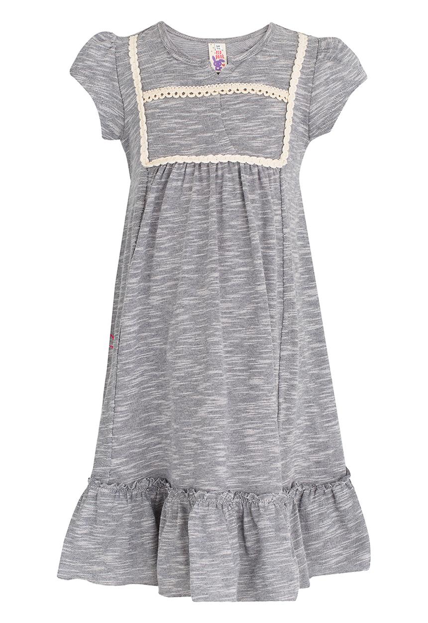 Eco Punk - Lace Trim Embroided Dress Grey