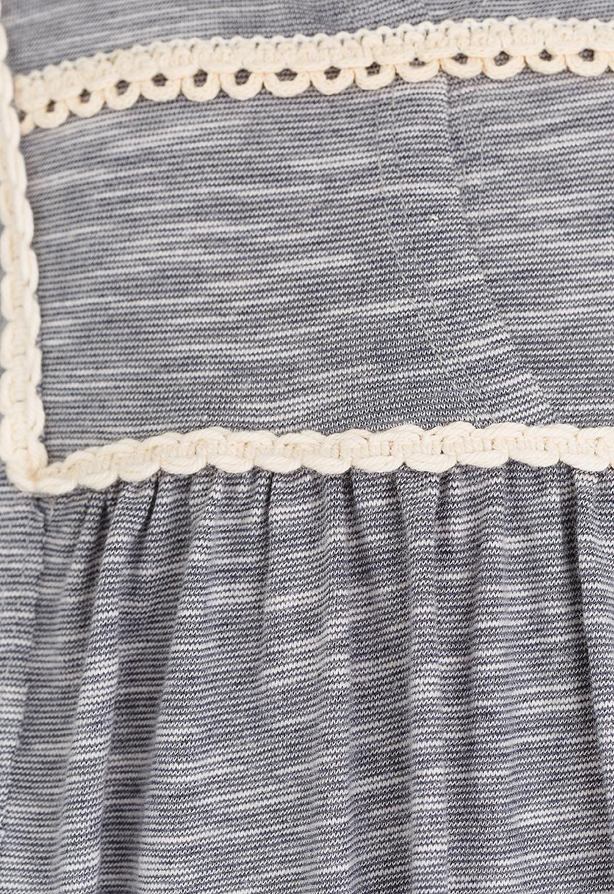 Eco Punk - Lace Trim Embroided Dress Grey
