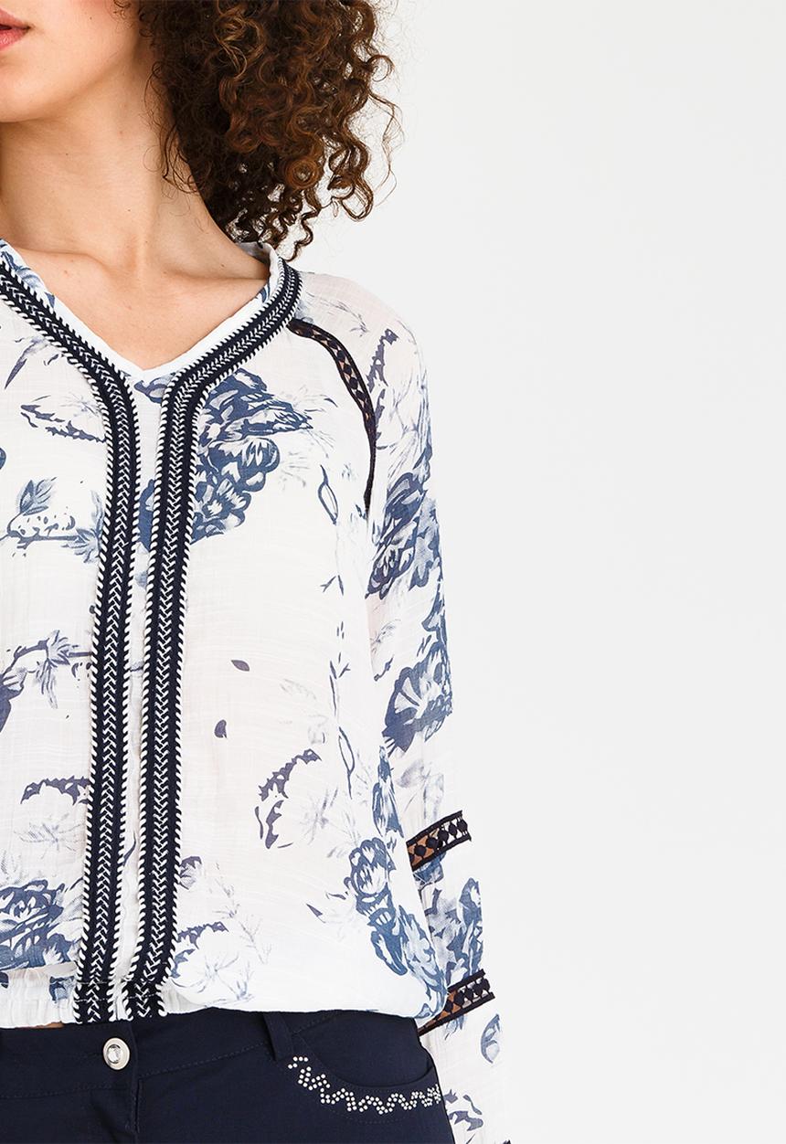 cath.nic - Floral Printed Woven Top Blue
