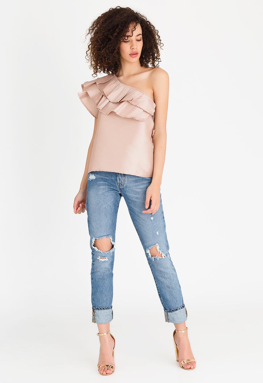 STYLE REPUBLIC - One Shoulder Frill Blouse Pale Pink