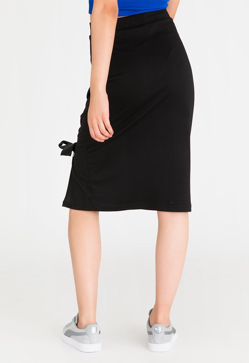 STYLE REPUBLIC - Lace-up Midi Skirt Black