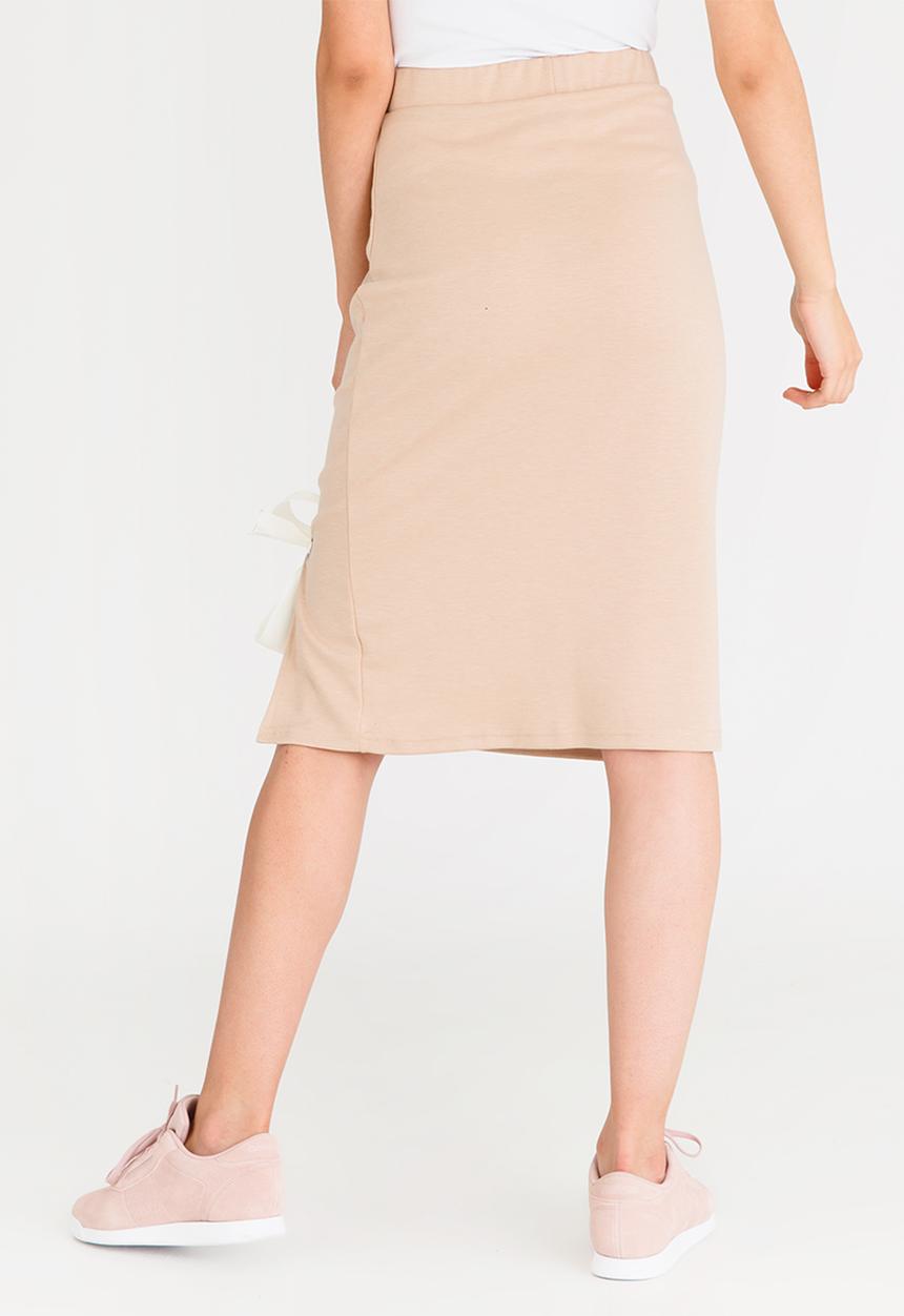 STYLE REPUBLIC - Lace-up Midi Skirt Stone