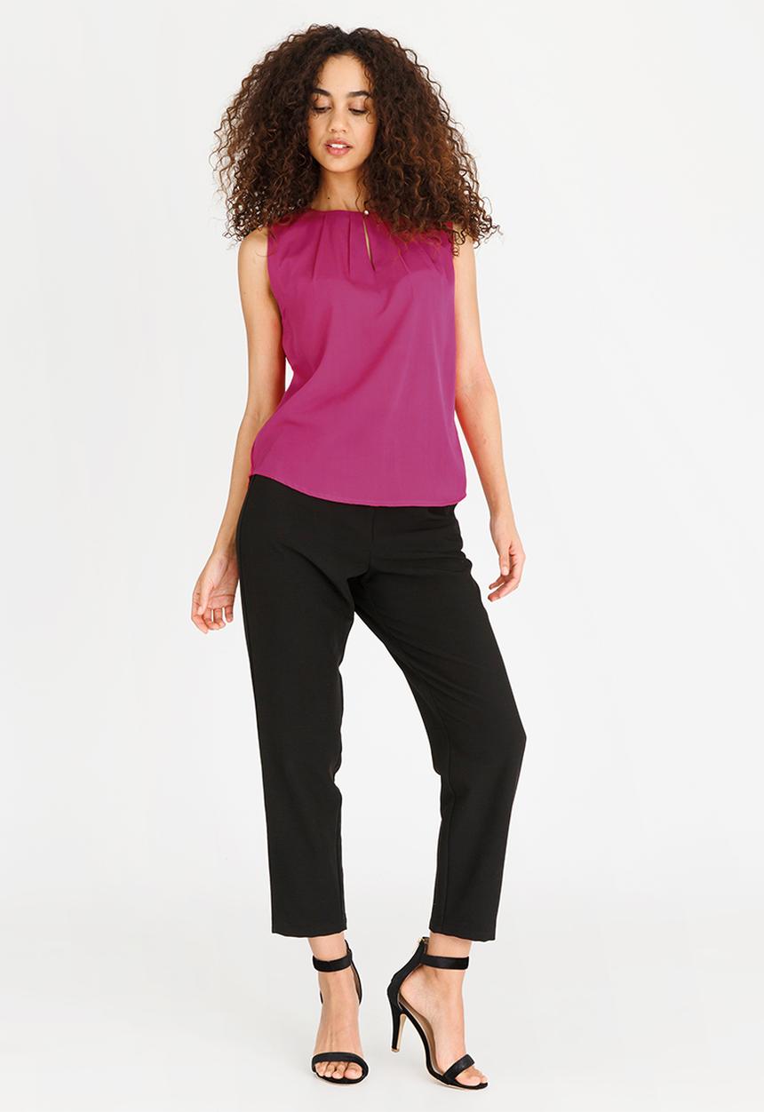 edit - Sleeveless Blouse with Front Pleats Magenta
