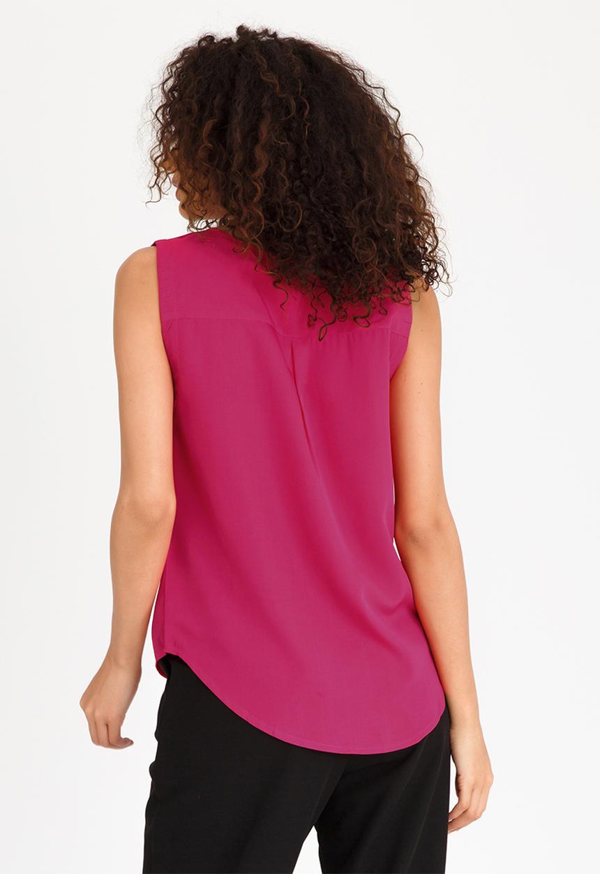 edit - Sleeveless Blouse with Front Pleats Magenta