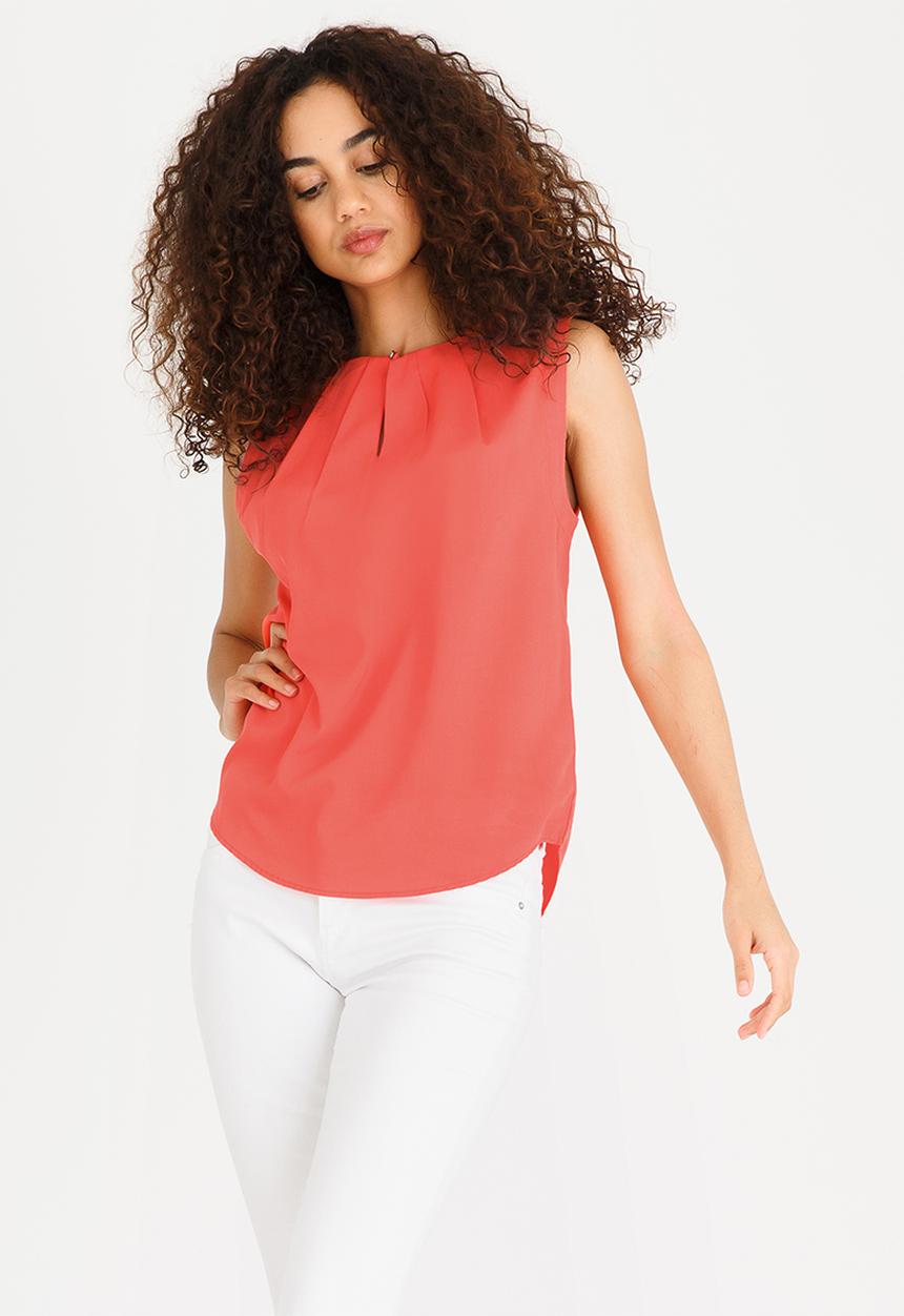edit - Sleeveless Blouse with Front Pleats Peach