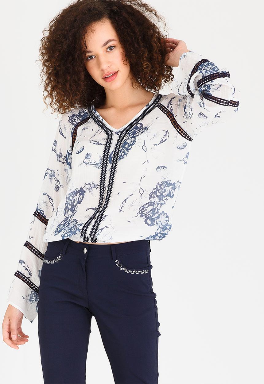 cath.nic - Floral Printed Woven Top Blue