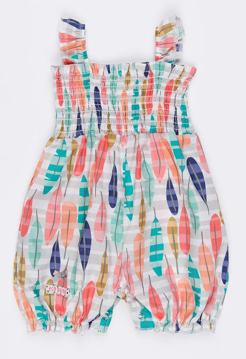 Eco Punk - Feather Printed Romper Multi-colour