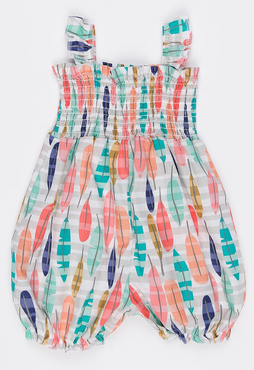 Eco Punk - Feather Printed Romper Multi-colour