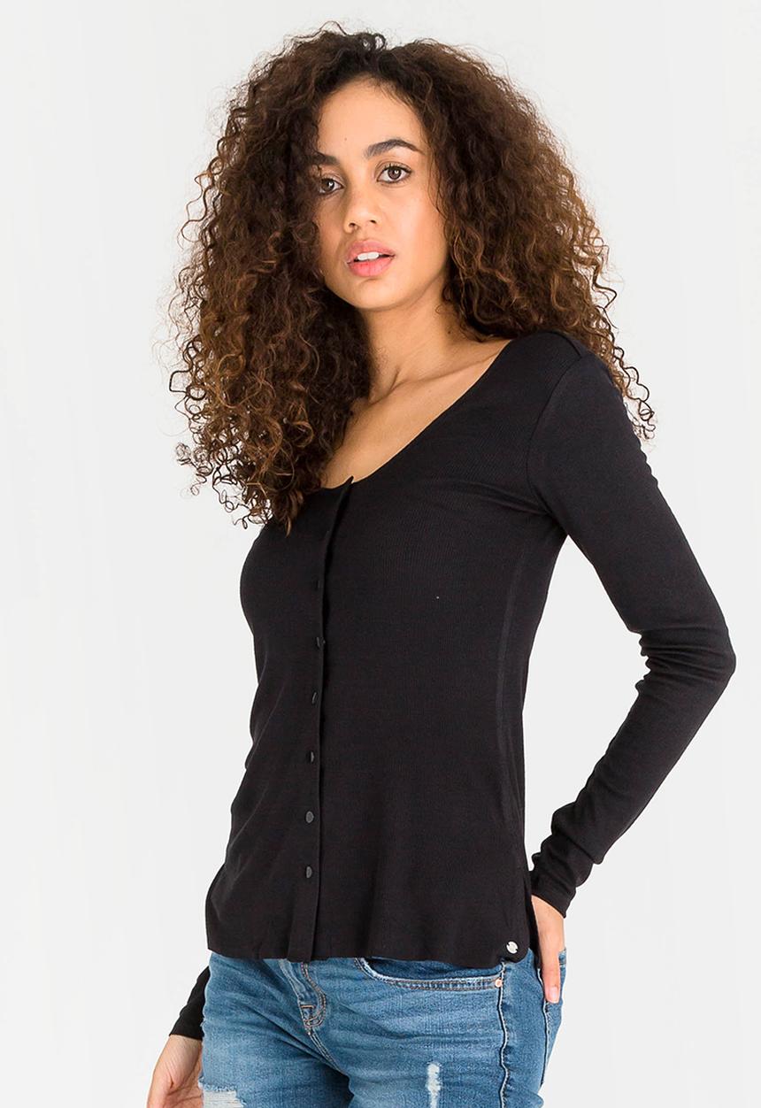 GUESS - Guess Freshman Snap Front Peplum Top Black