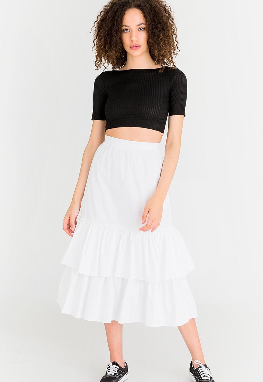 STYLE REPUBLIC - Frill Midi Skirt White