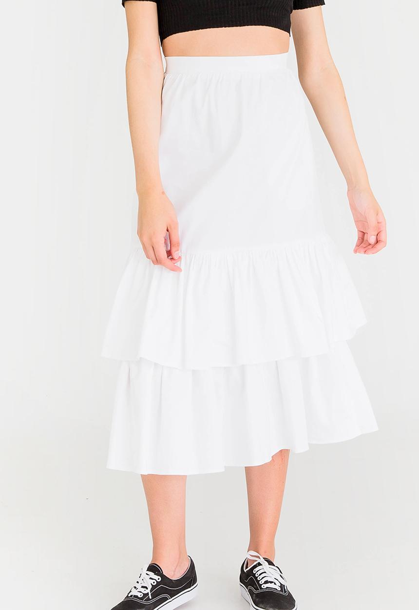 STYLE REPUBLIC - Frill Midi Skirt White