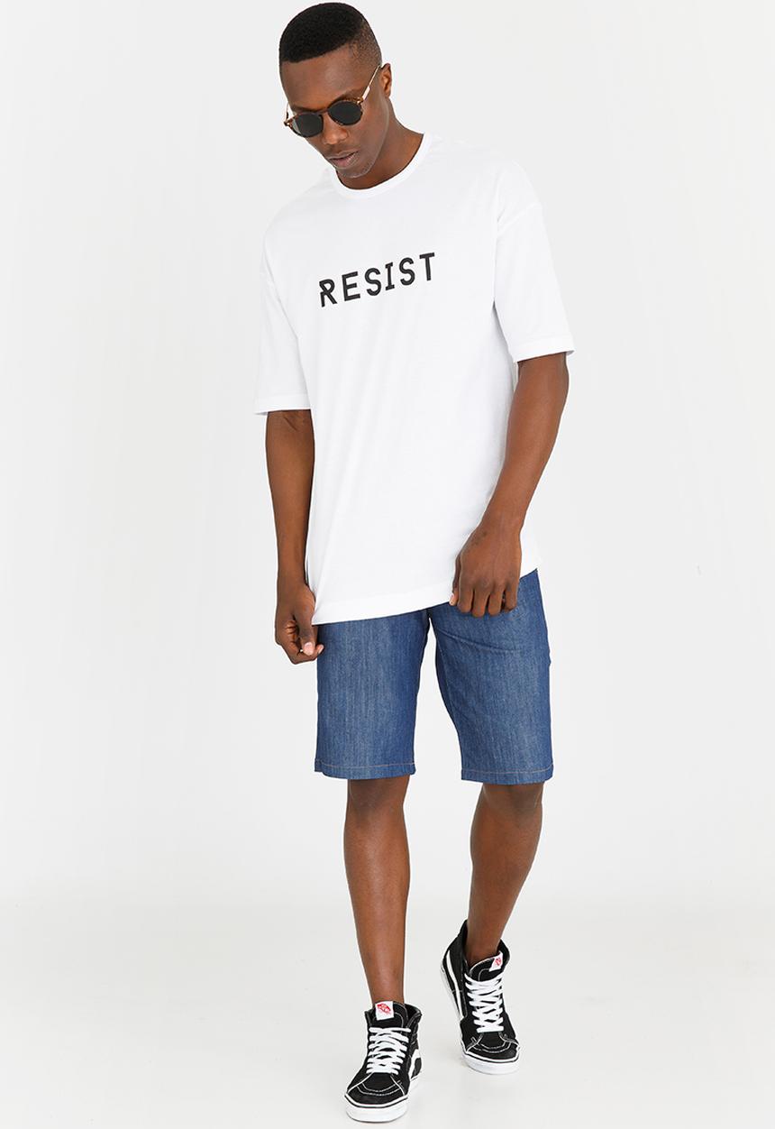 Resist - Oversized Half Sleeves T Shirt White