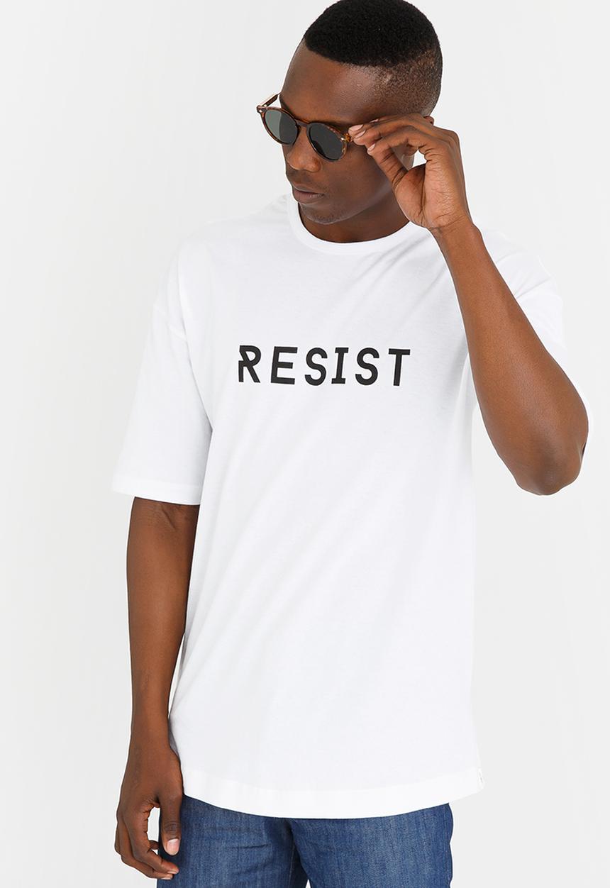 Resist - Oversized Half Sleeves T Shirt White