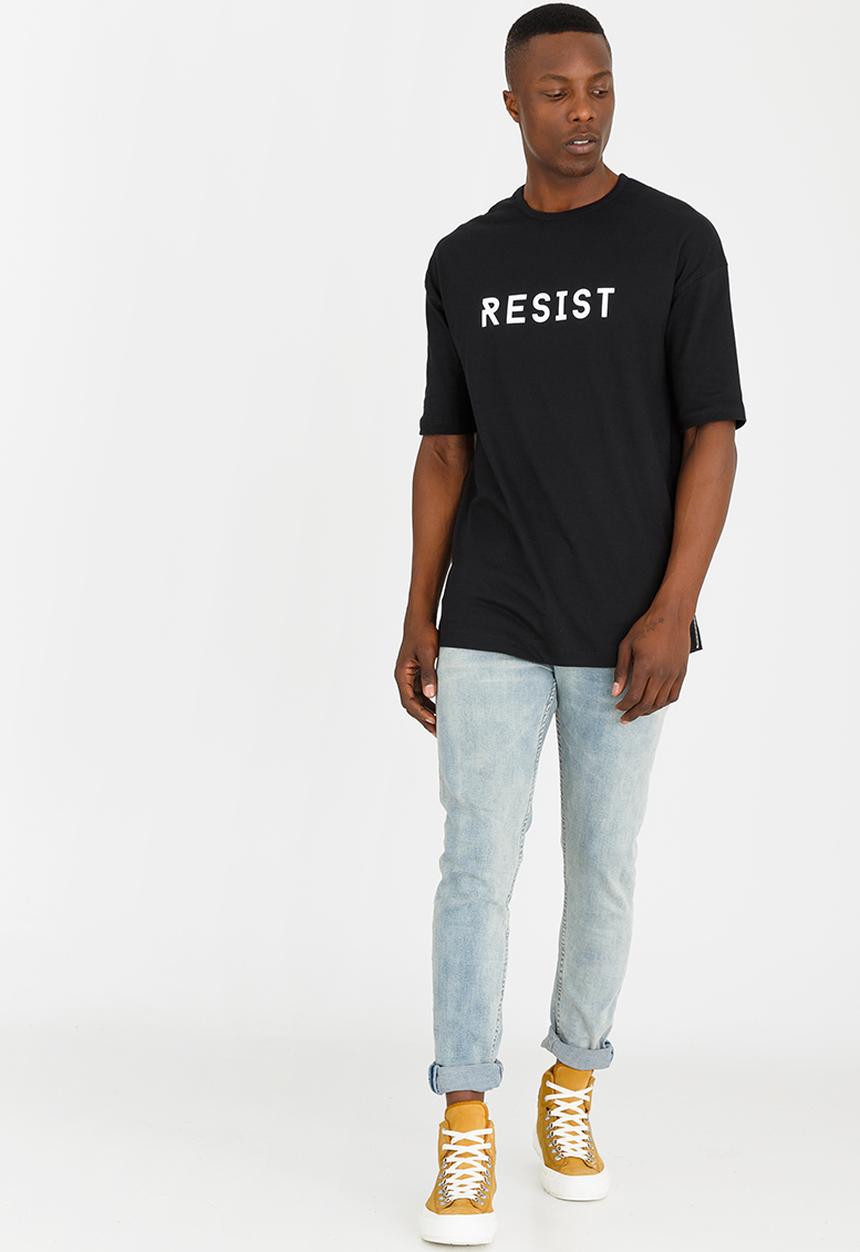 Resist - Oversized Half Sleeves T Shirt Black