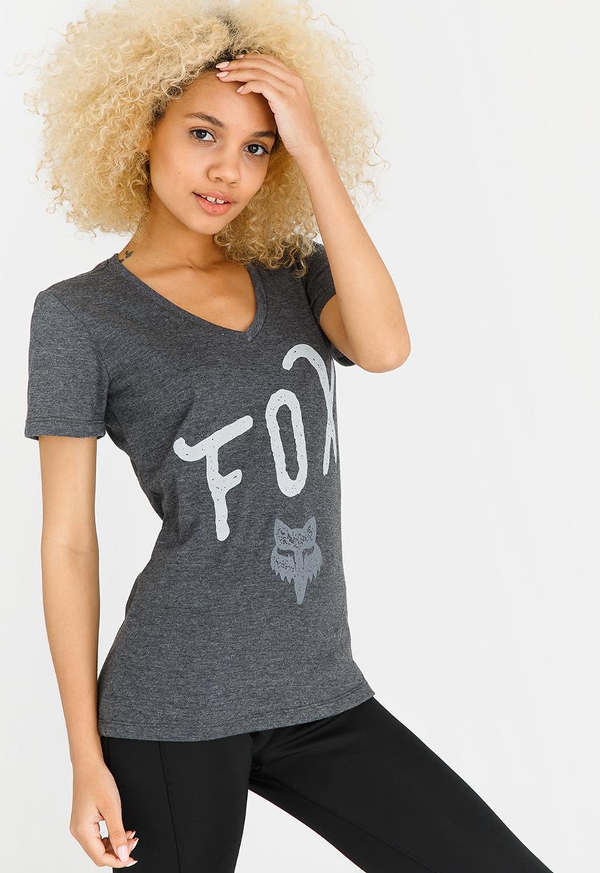 Fox - Currently V-neck Tee Grey