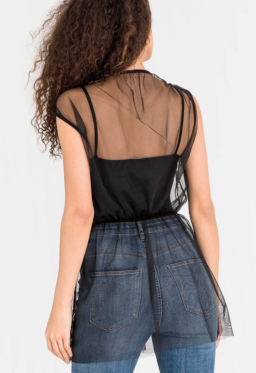 STYLE REPUBLIC - Mesh Overlay Bodysuit Black