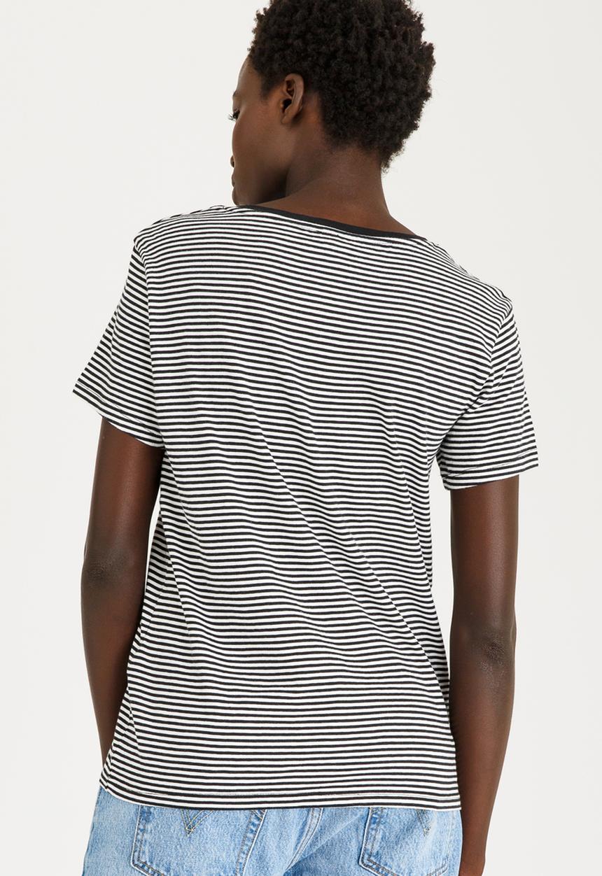 Levi’s® - Perfect Pocket Striped Crew T-shirt Black and White