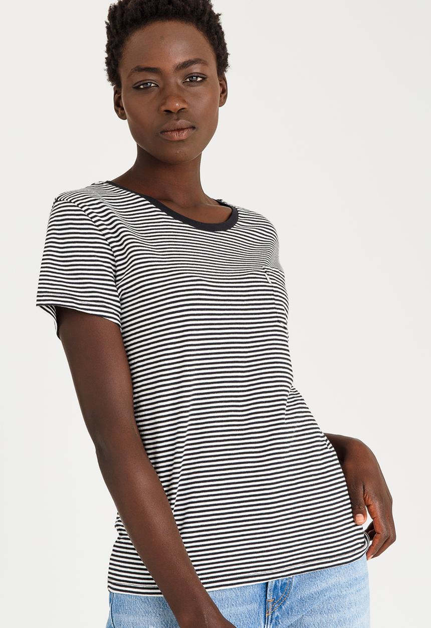 Levi’s® - Perfect Pocket Striped Crew T-shirt Black and White