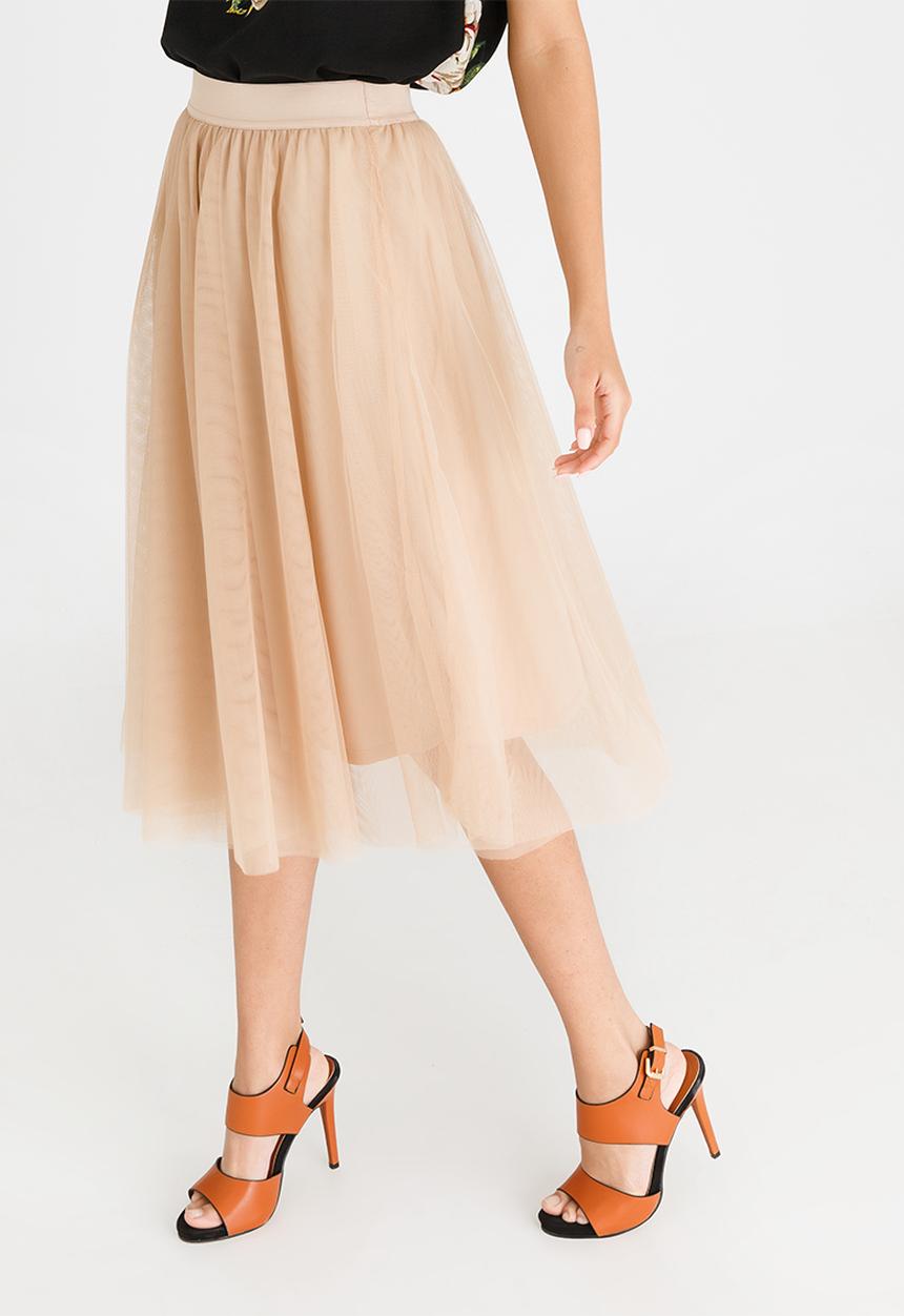 ONLY - Maja Mesh Detail Skirt Nude