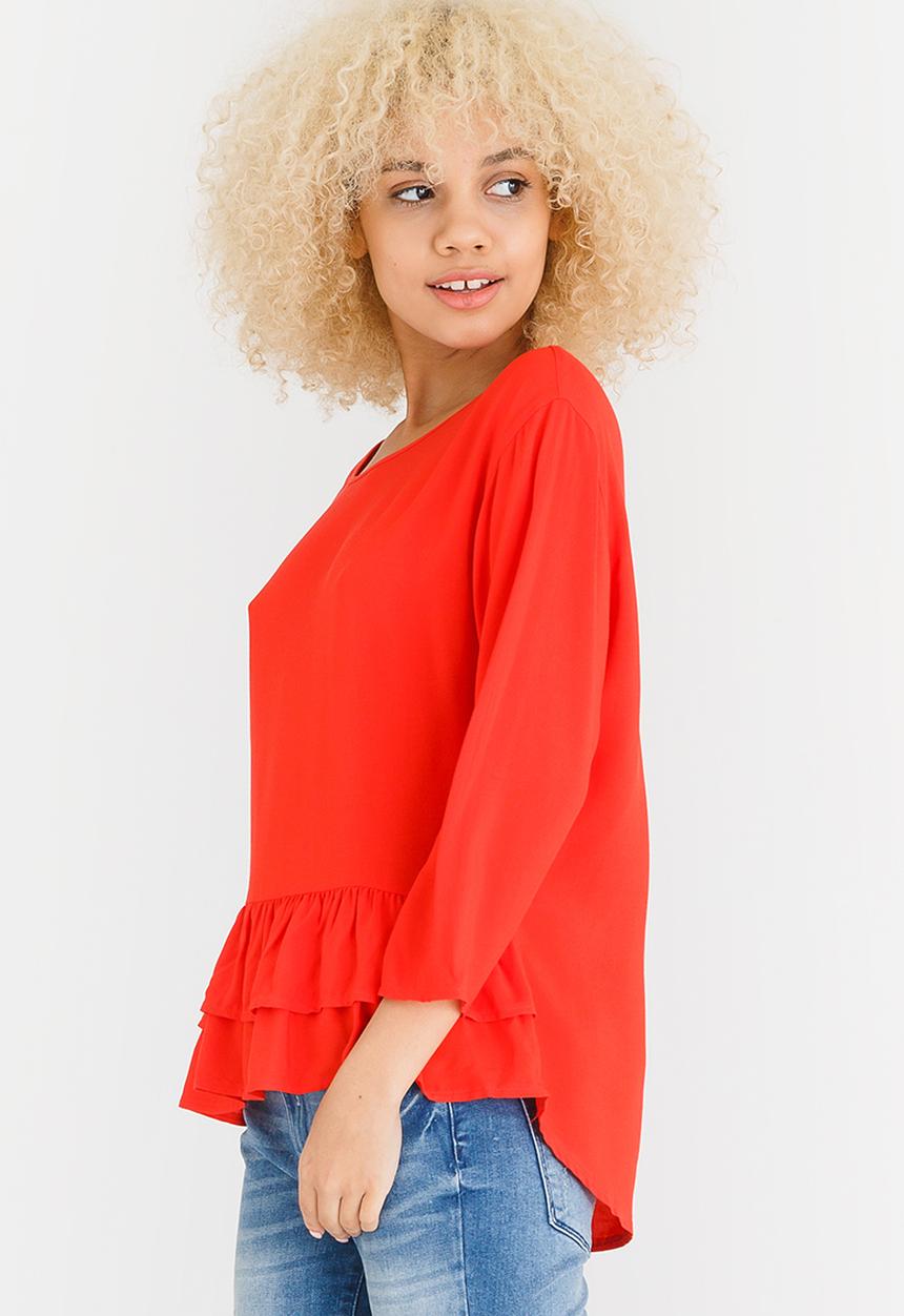 ONLY - Heidi Frill Top Red