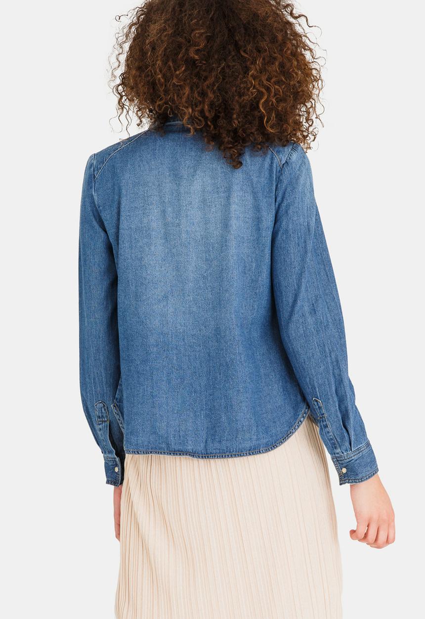 Vero Moda - Daisy Badge Detail Denim Shirt Mid Blue