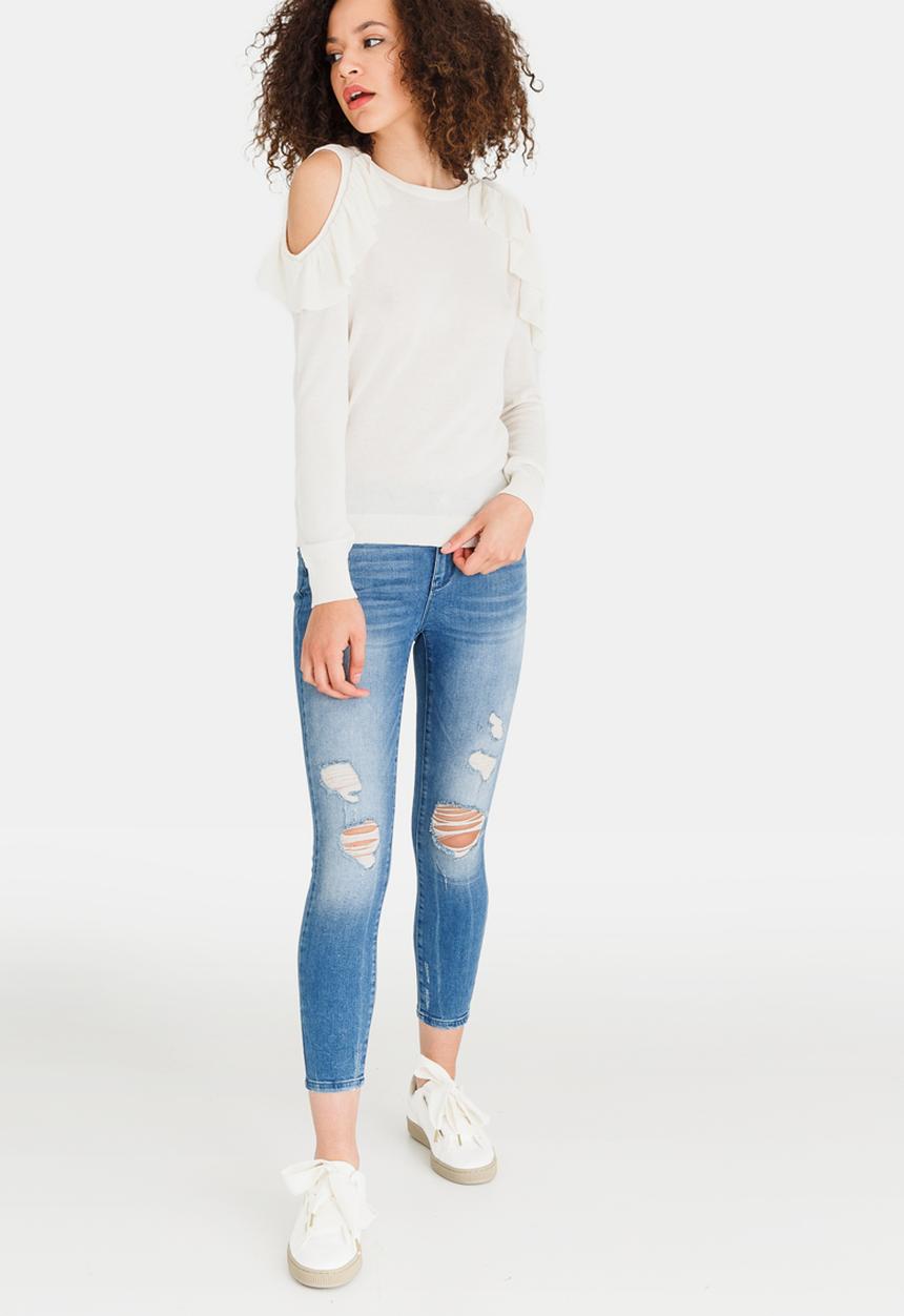 Vero Moda - Ulrikke Long Sleeve Ruffle Blouse White