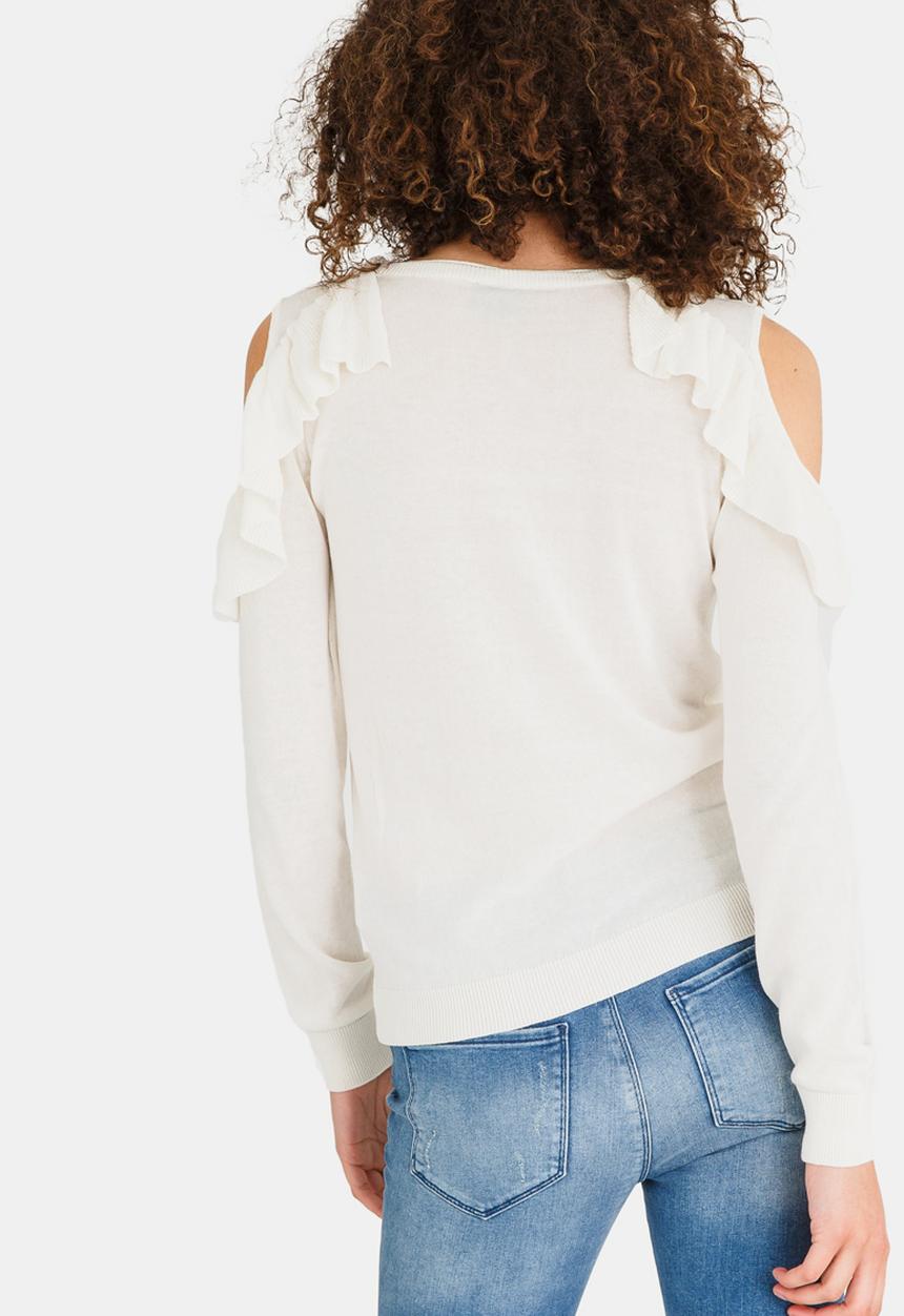 Vero Moda - Ulrikke Long Sleeve Ruffle Blouse White