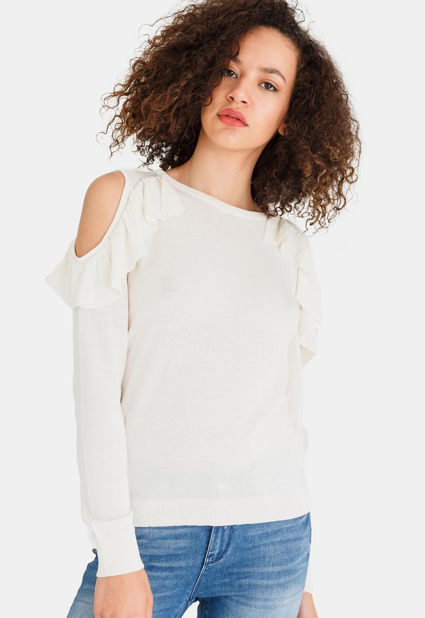 Vero Moda - Ulrikke Long Sleeve Ruffle Blouse White