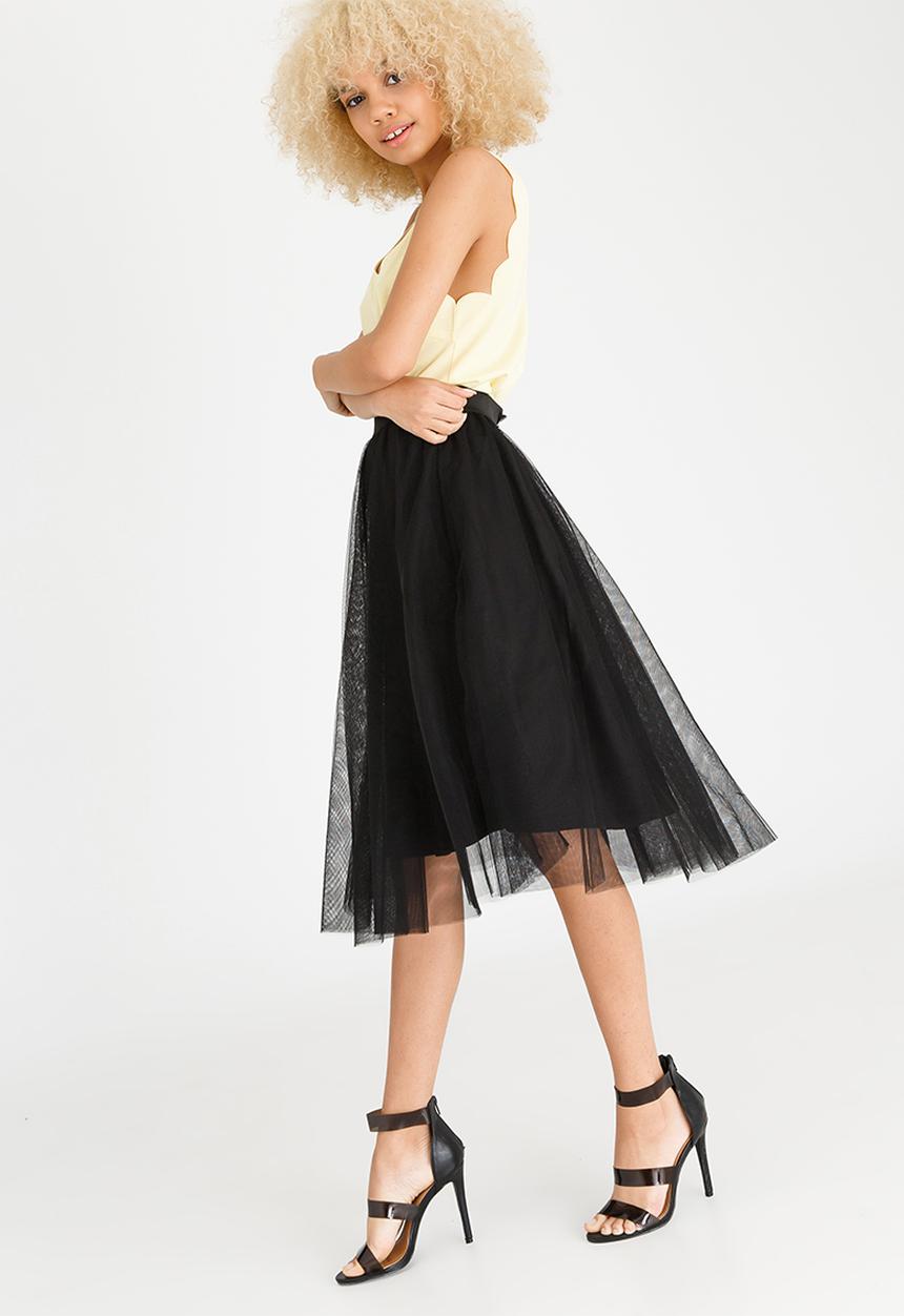 ONLY - Maja Mesh Detail Skirt Black