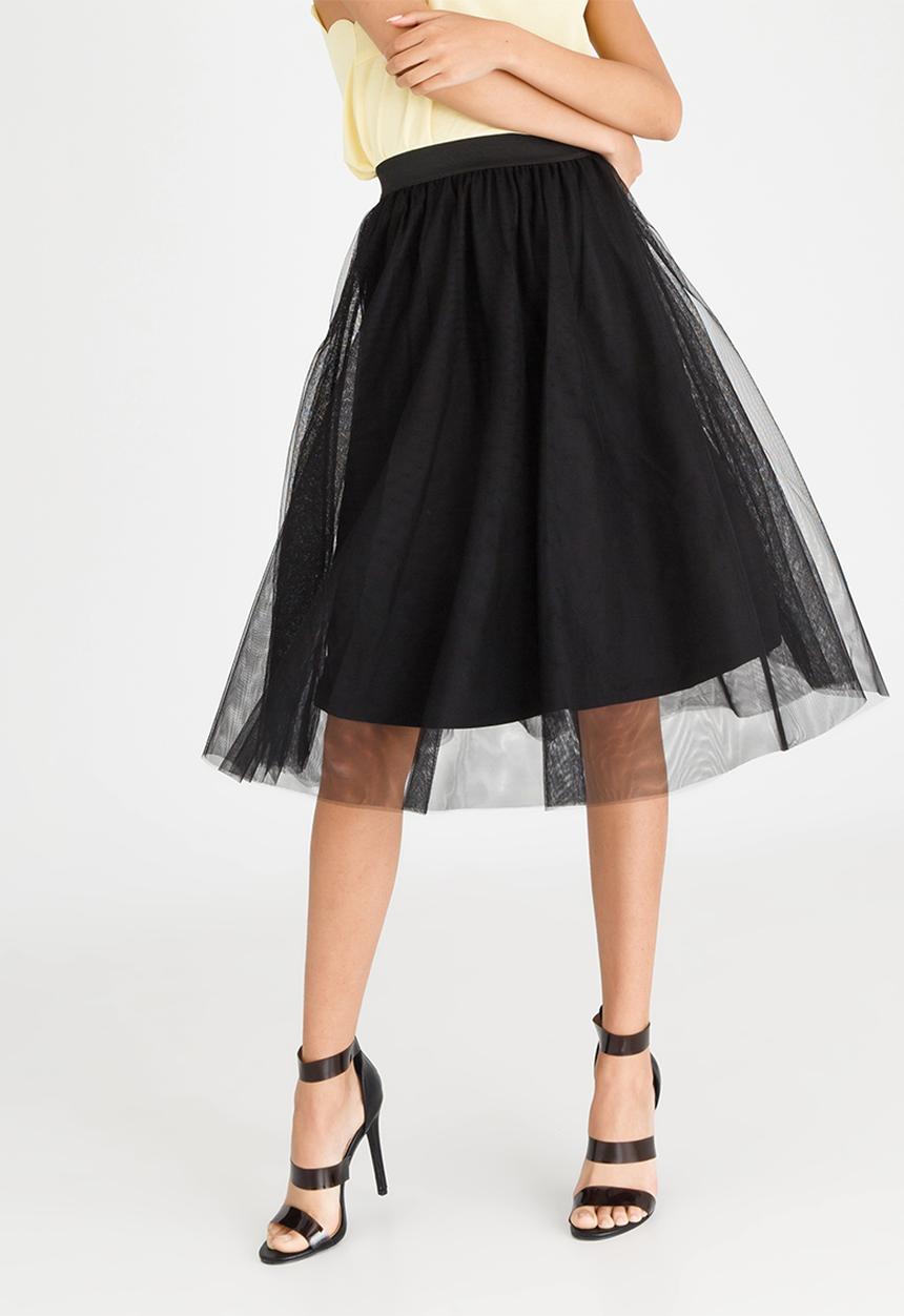 ONLY - Maja Mesh Detail Skirt Black