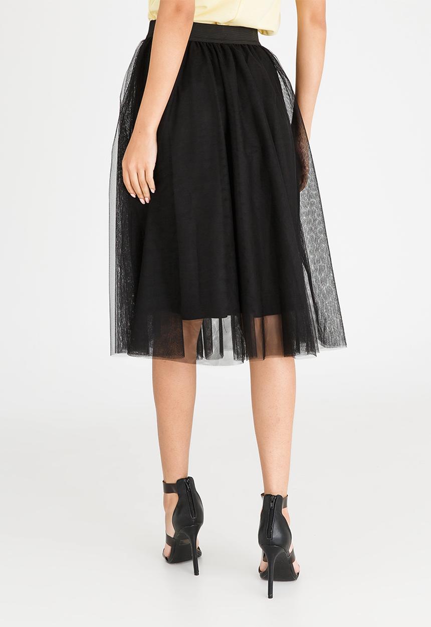ONLY - Maja Mesh Detail Skirt Black