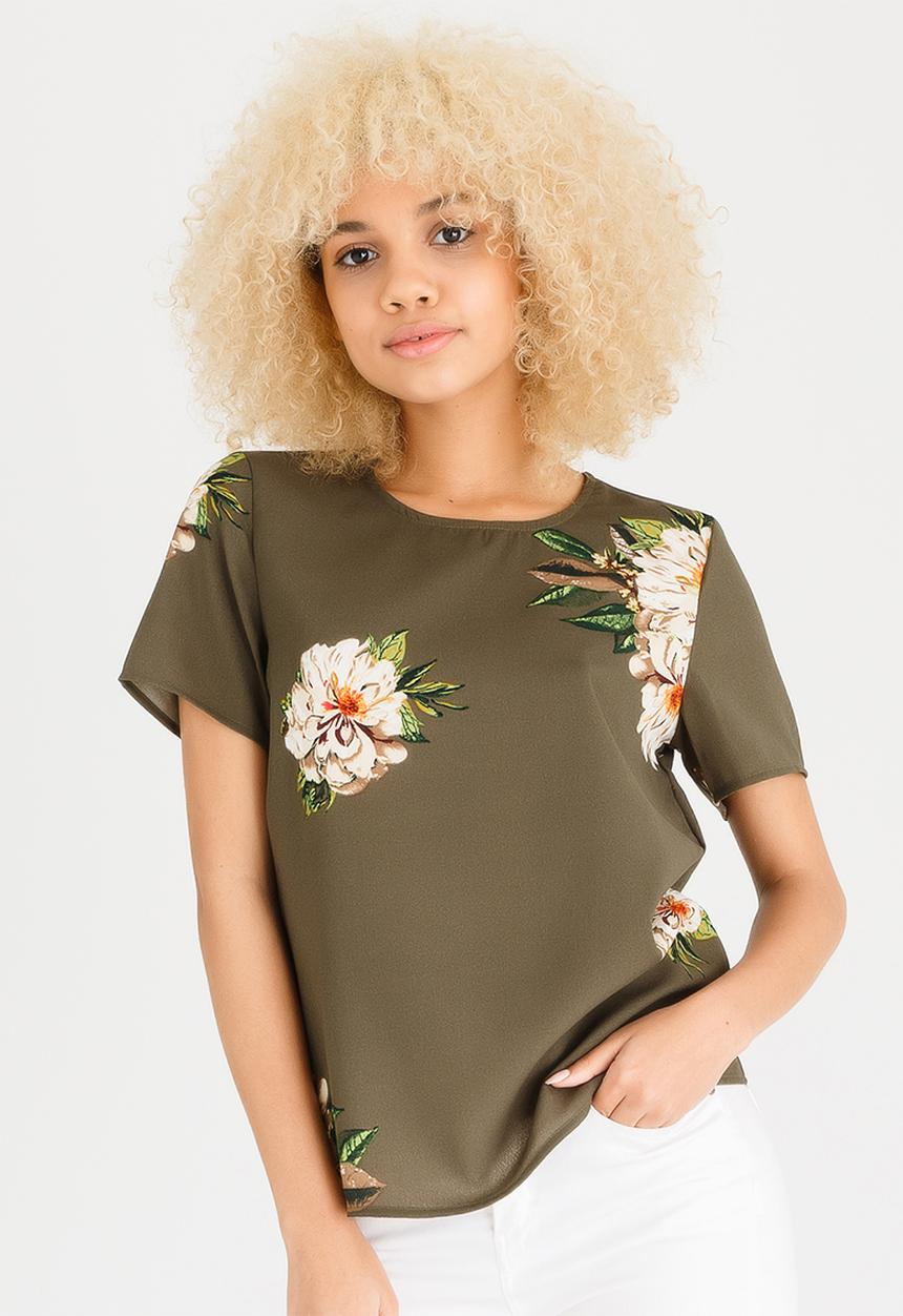 ONLY - Julie Short Sleeve Top Khaki Green