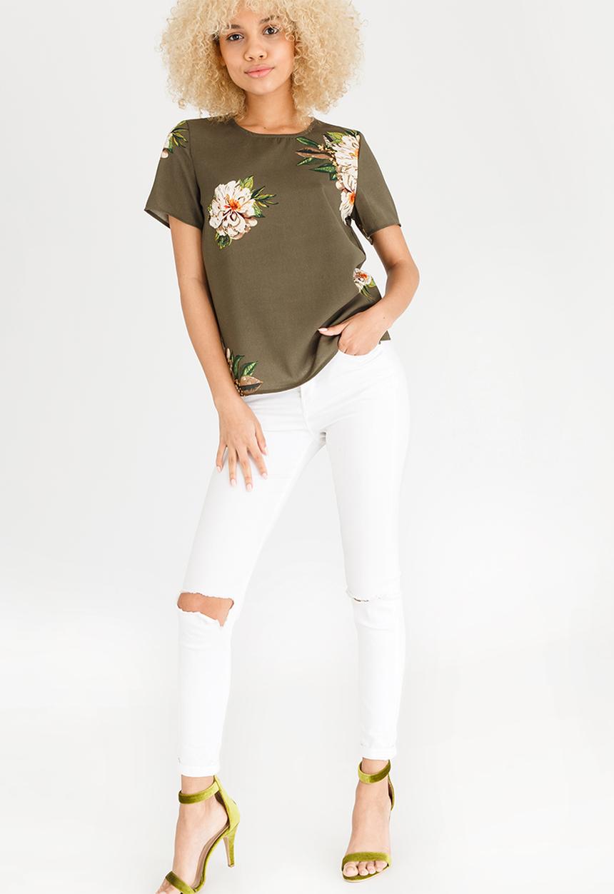 ONLY - Julie Short Sleeve Top Khaki Green