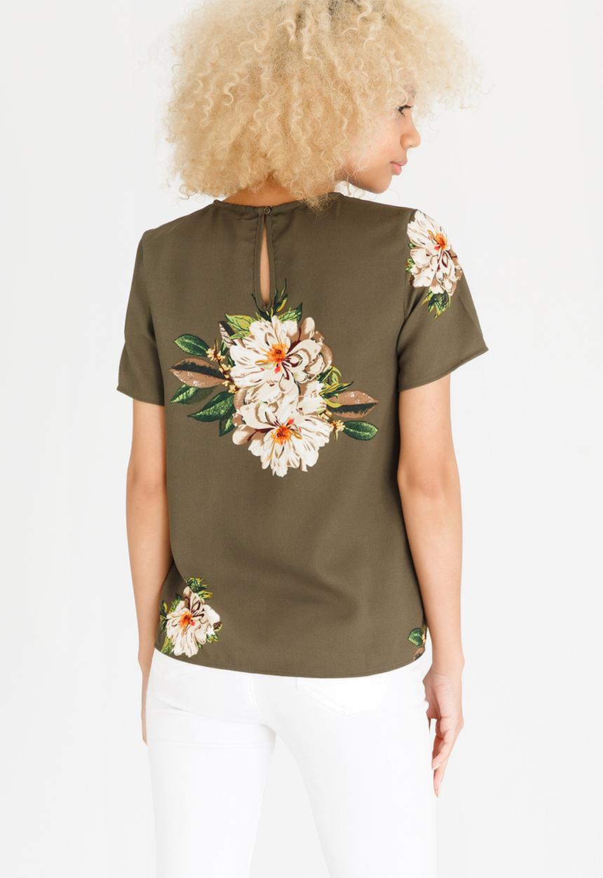 ONLY - Julie Short Sleeve Top Khaki Green