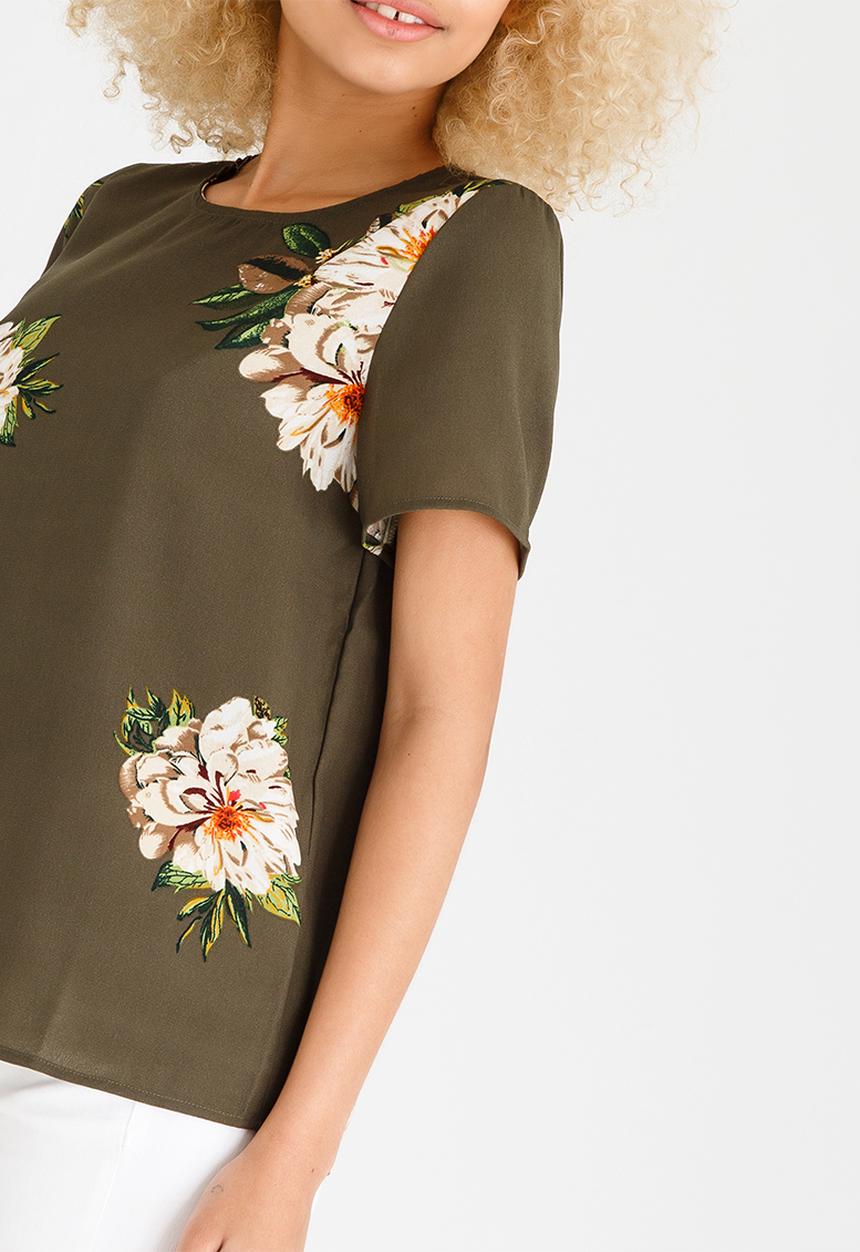 ONLY - Julie Short Sleeve Top Khaki Green