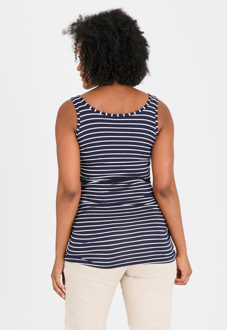 Cherry Melon - Side Gauge Tank Navy & White