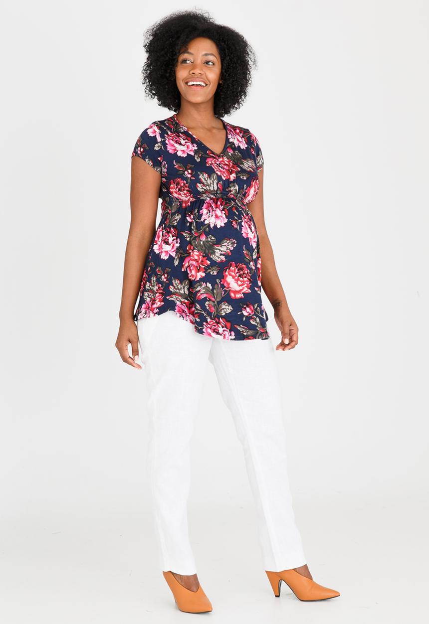 Cherry Melon - Cap Sleeve Smocked Top Floral