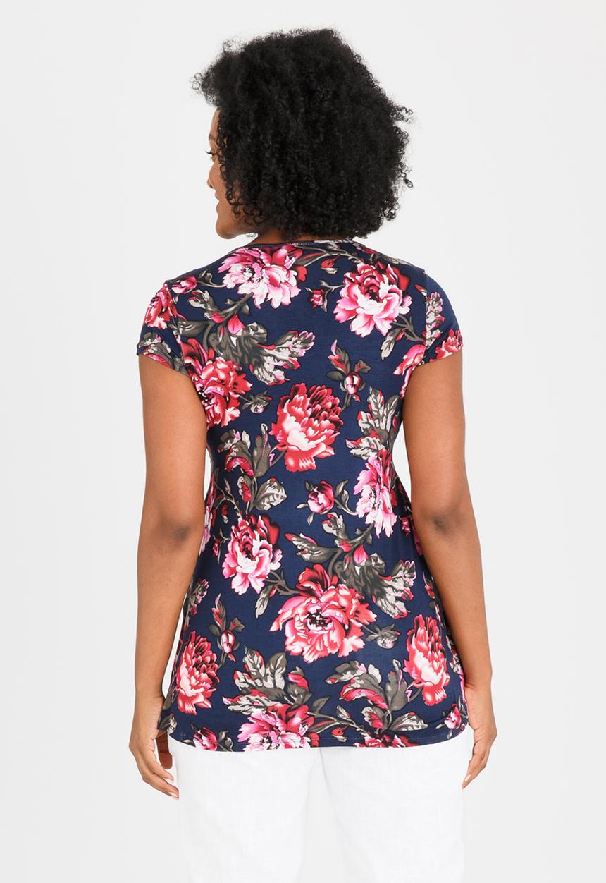 Cherry Melon - Cap Sleeve Smocked Top Floral