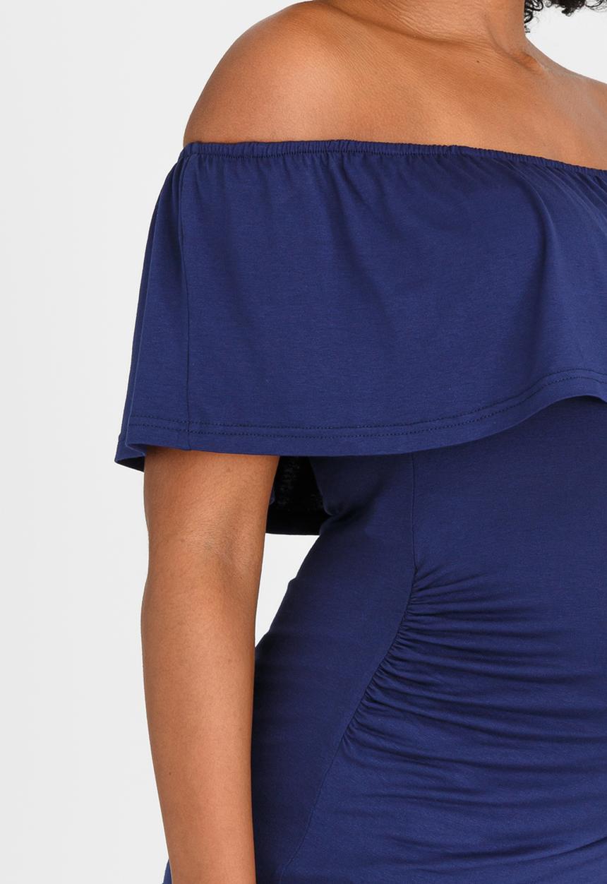 edit Maternity - Off-Shoulder Frill Top Navy