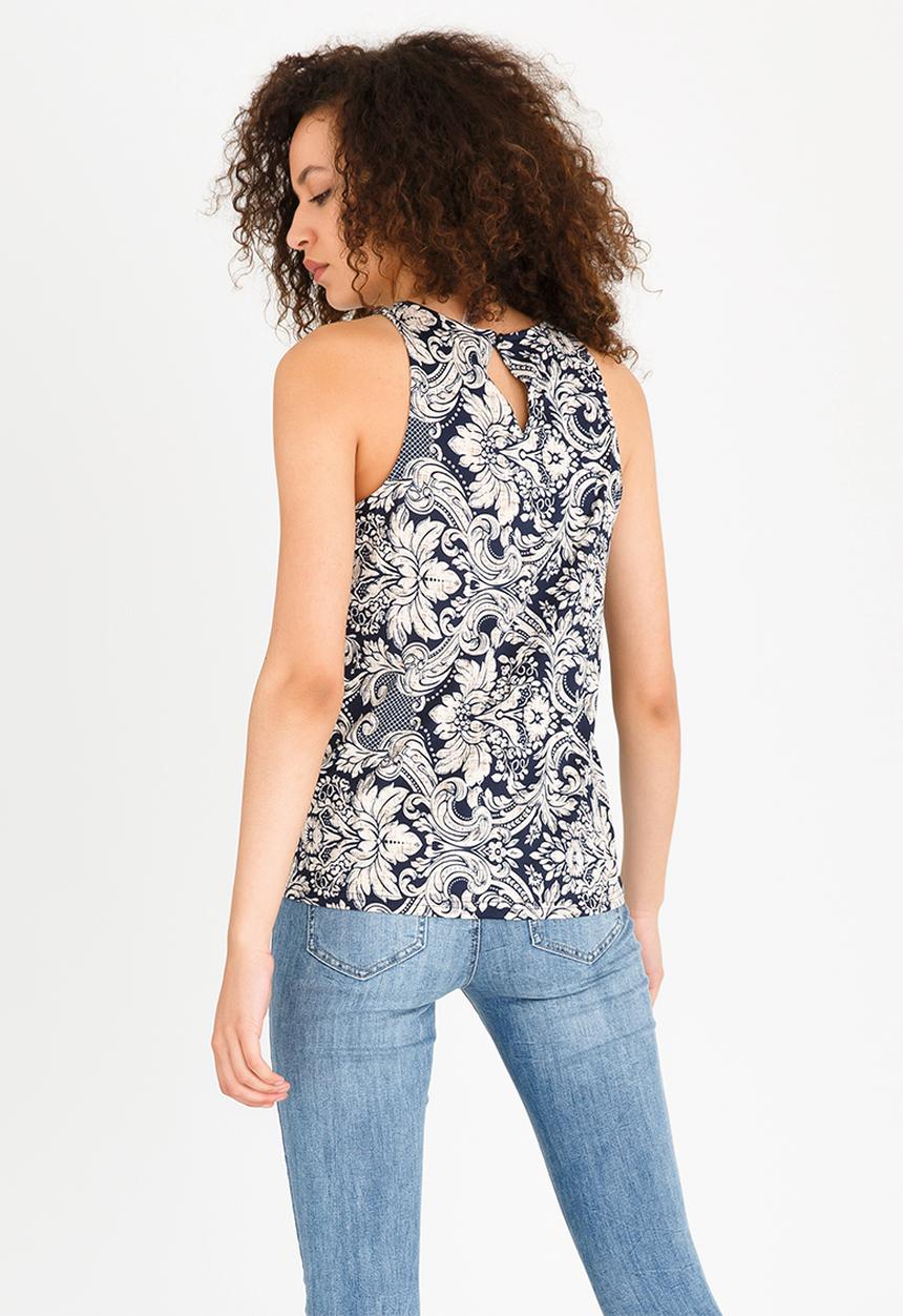 Revenge - Patterned Halter Top Navy