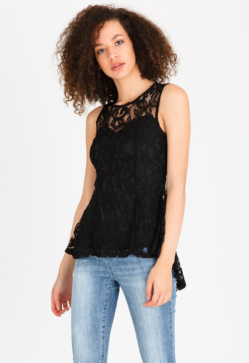 Revenge - Sleeveless Lace Top Black