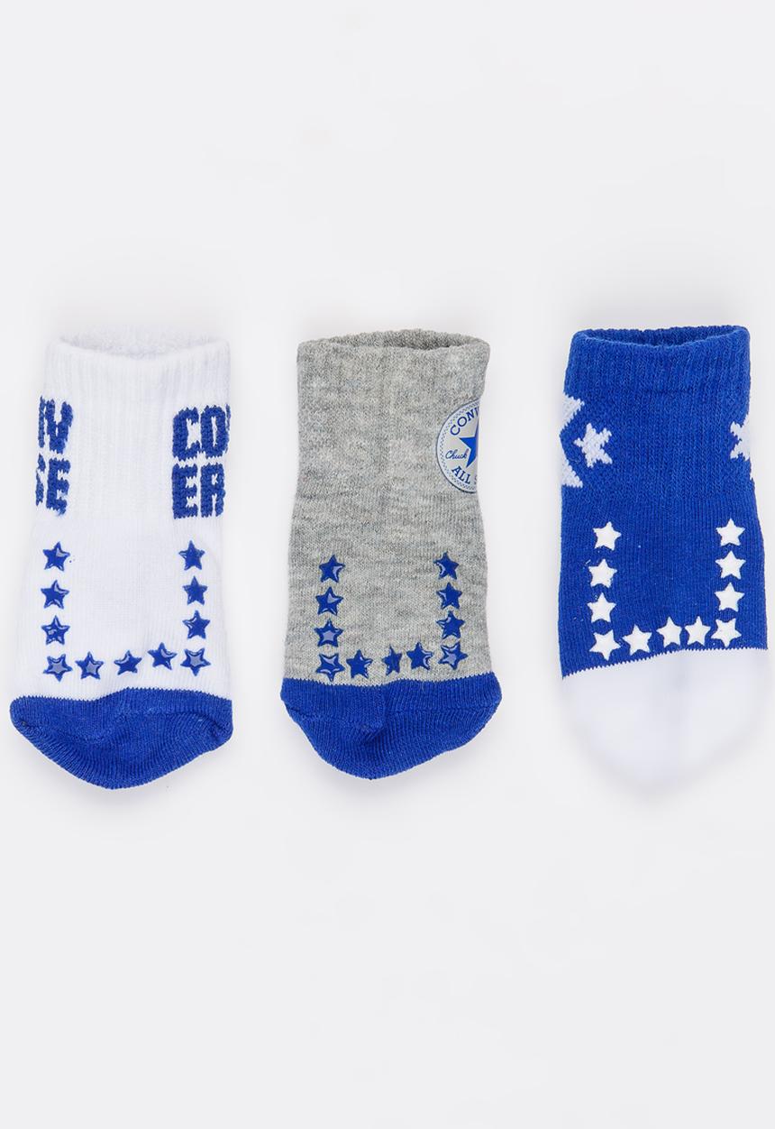 Converse - 3 pack Infant Logo pack gripper socks Blue