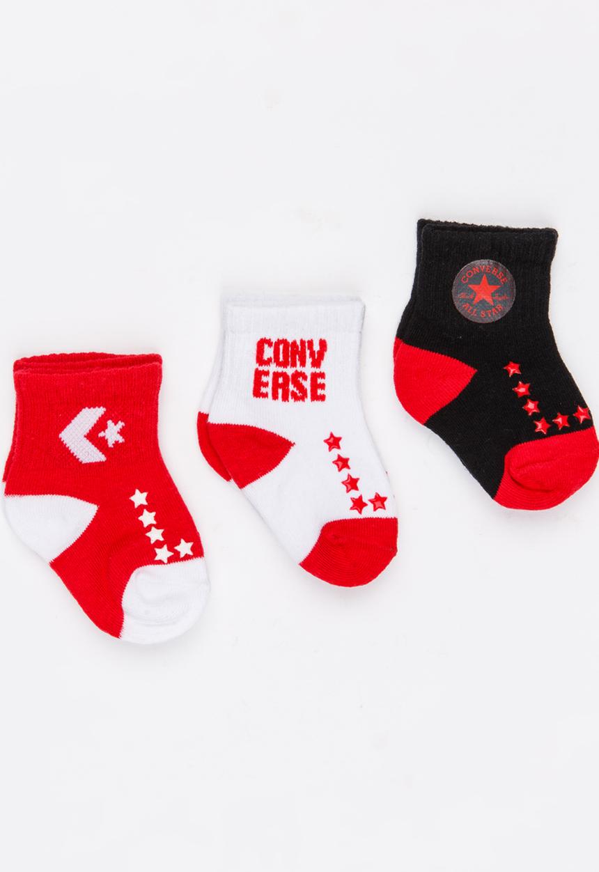 Converse - 3 pack Infant Logo pack gripper socks Red