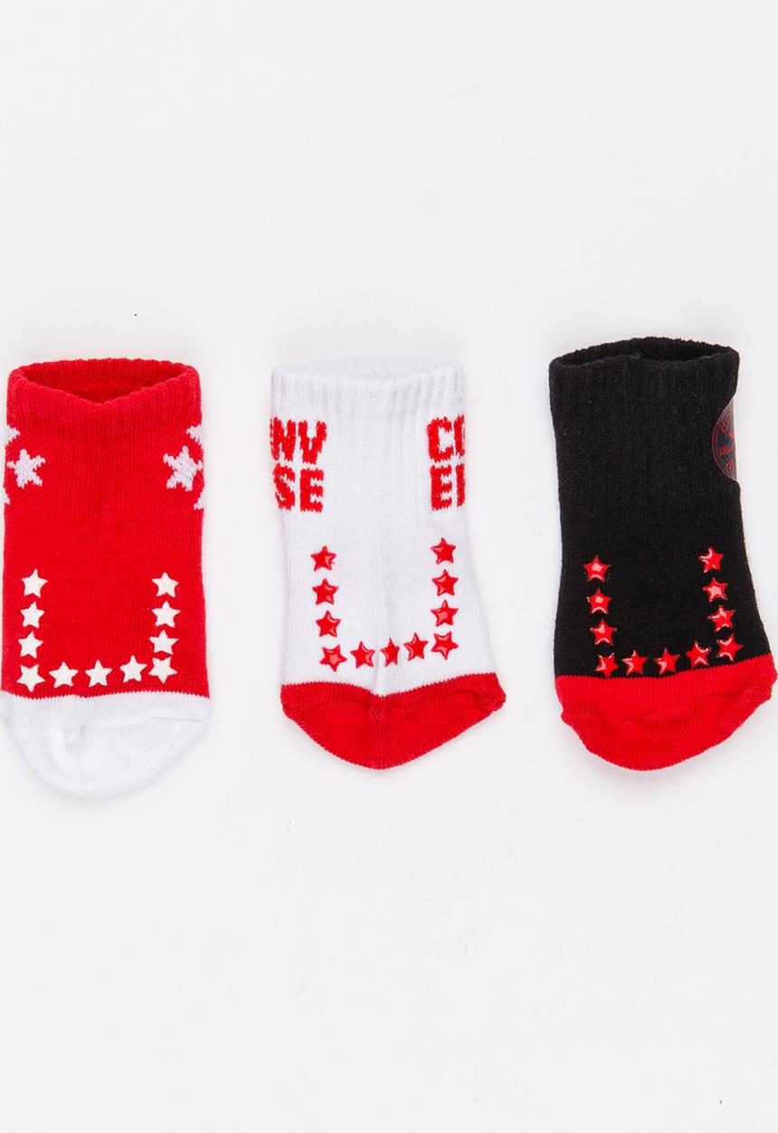 Converse - 3 pack Infant Logo pack gripper socks Red