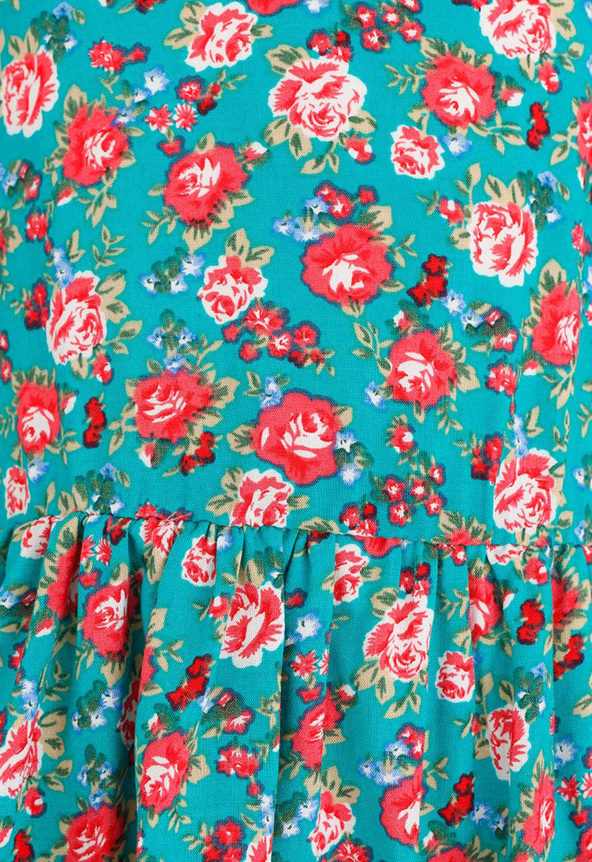 See-Saw - Mid Waist Dress with Shoulder Bow Dark Green
