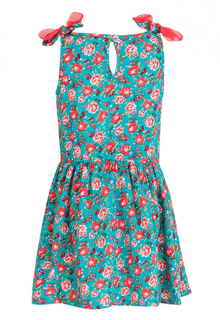 See-Saw - Mid Waist Dress with Shoulder Bow Dark Green
